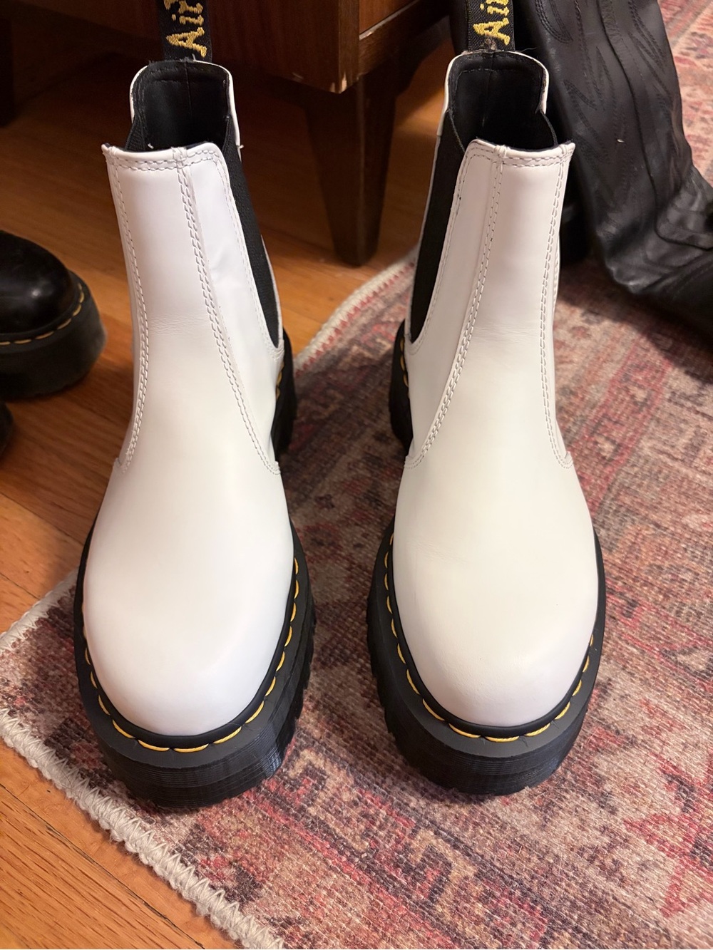Dr. Martens White Chelsea Platform Boots